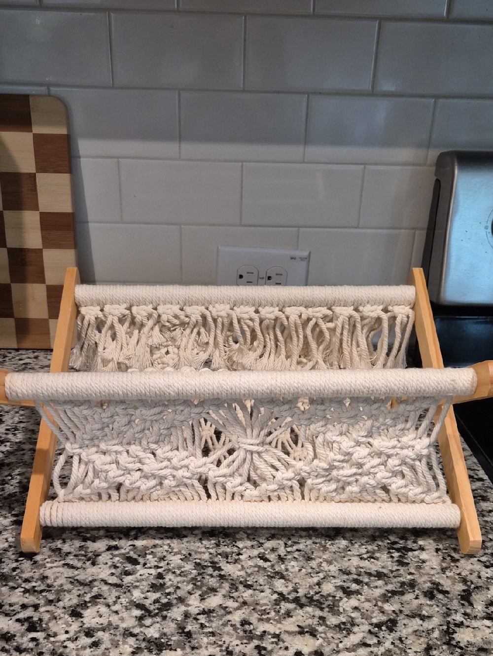 Macramé Record Holder in Natural Cream
